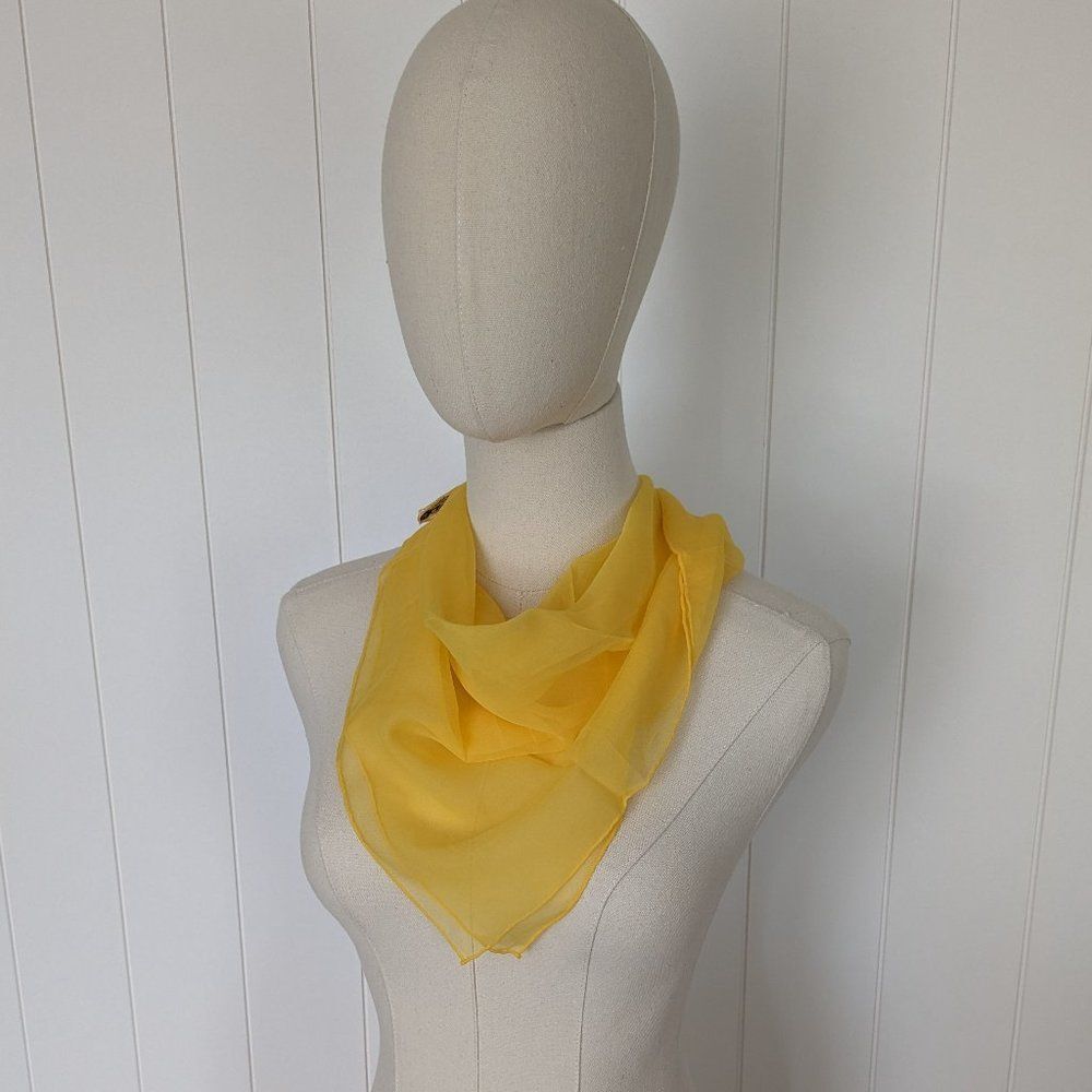 Vintage Nasharr Freres, Ltd Hand Rolled Scarf - Bright Yellow - Silk & Vinal
